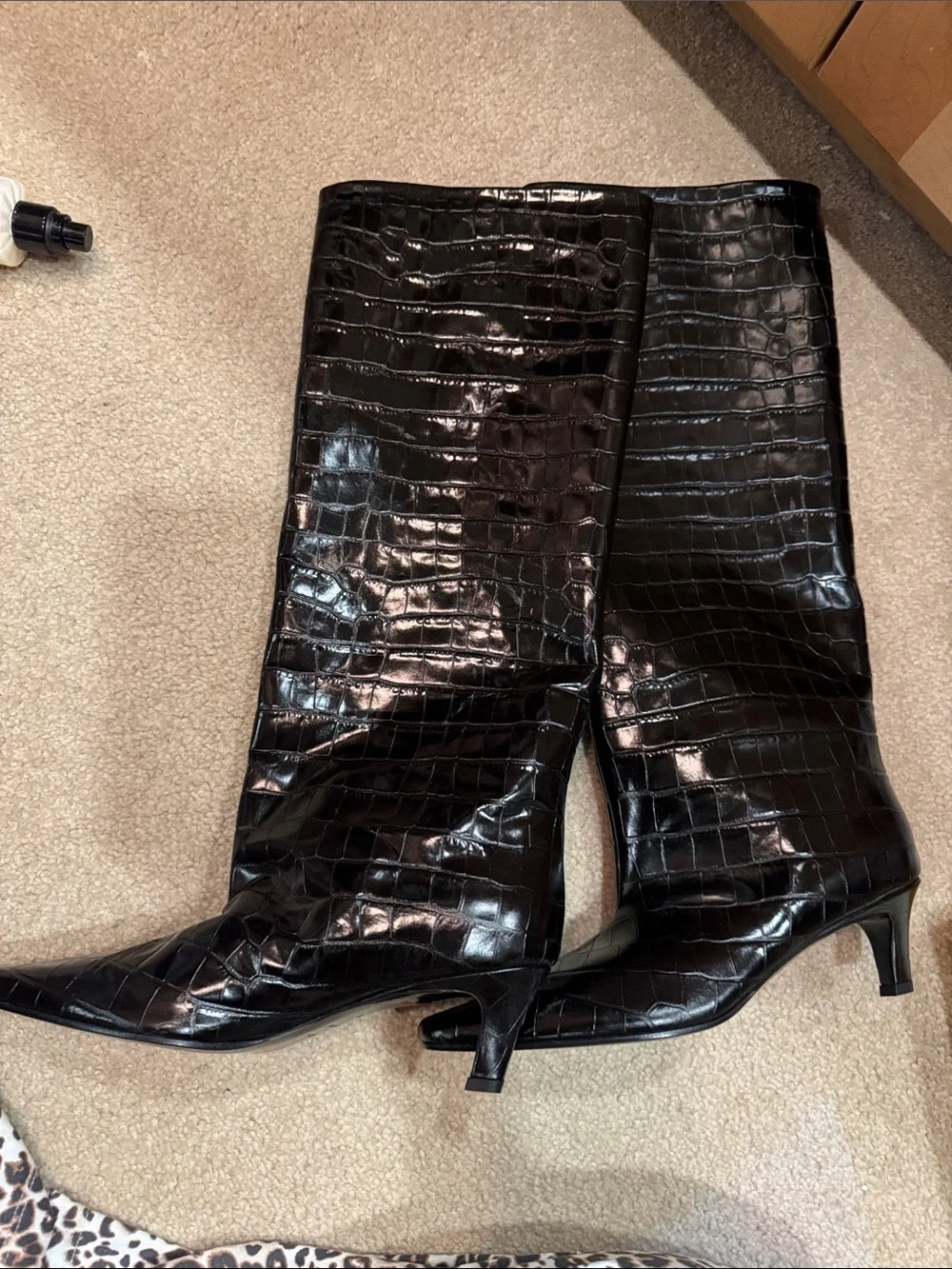 Toteme Black Croc-Embossed Boots